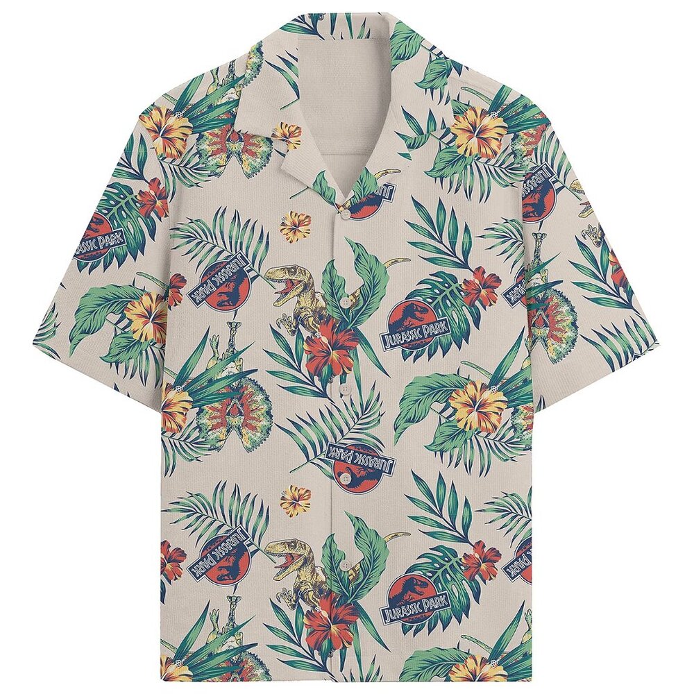 New! Jurassic Park Dinosaurs Hawaiian Shirt Men's XXL Velociraptor Dilophosaurus